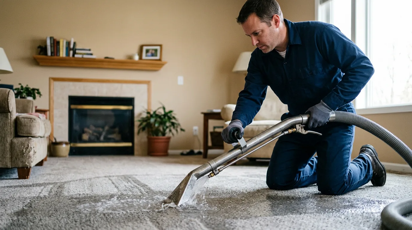 Water damage restoration technician working near Stockbridge, MI